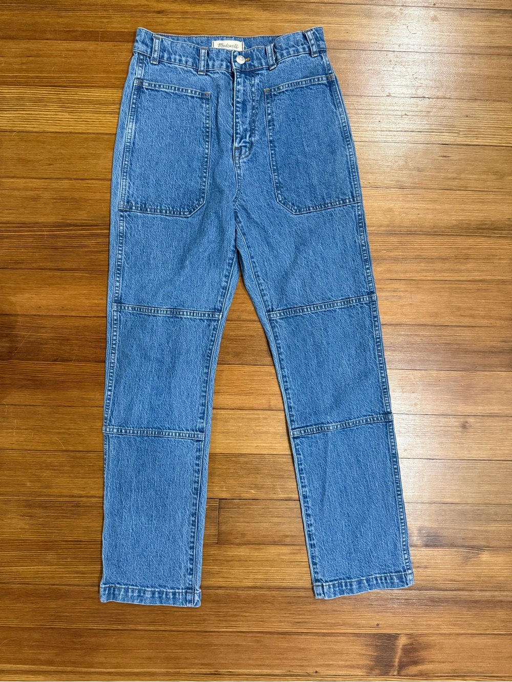 Madewell 90s Straight Utility Jeans Size 27 High Rise Patch Pocke